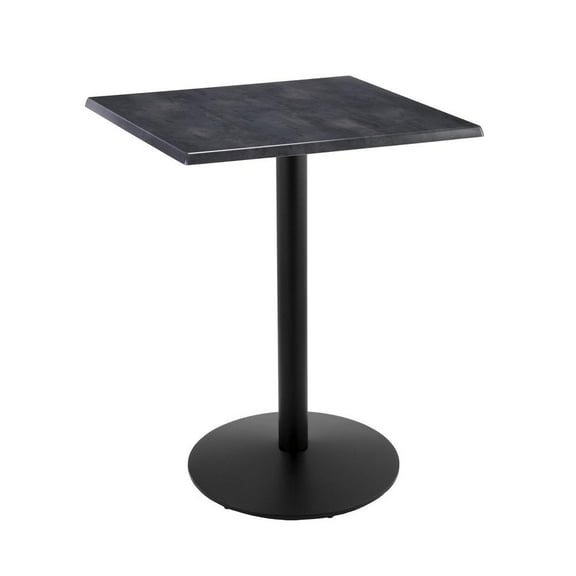 Indoor/Outdoor 42" Tall OD214 Black Table Base with 22" Diameter Foot and 30" x 30" Square Indoor/Outdoor Black Steel Top by the Holland Bar Stool Co.