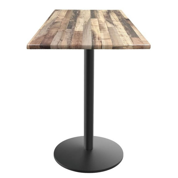 Indoor/Outdoor 42" Tall OD214 Black Table Base with 22" Diameter Foot and 30" Diameter Indoor/Outdoor Black Steel Top by the Holland Bar Stool Co.