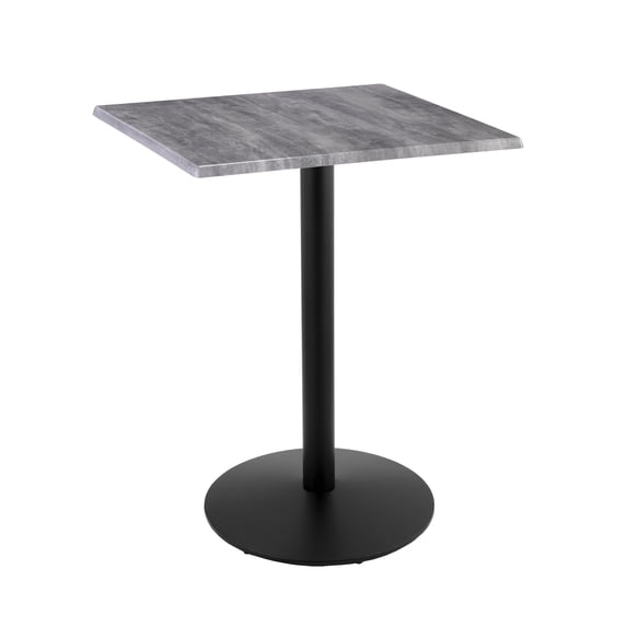 Indoor/Outdoor 42" Tall OD214 Black Table Base with 22" Diameter Foot and 30" x 30" Square Indoor/Outdoor Greystone Top by the Holland Bar Stool Co.