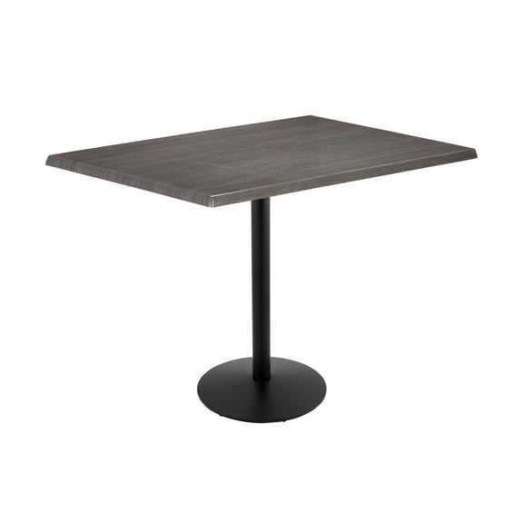 Indoor/Outdoor 42" Tall OD214 Black Table Base with 22" Diameter Foot and 30" x 48" Indoor/Outdoor Charcoal Top by the Holland Bar Stool Co.