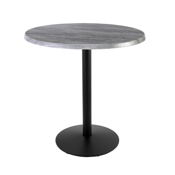 Indoor/Outdoor 42" Tall OD214 Black Table Base with 22" Diameter Foot and 36" Diameter Indoor/Outdoor Greystone Top by the Holland Bar Stool Co.