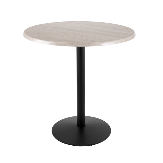 Indoor/Outdoor 42" Tall OD214 Black Table Base with 22" Diameter Foot and 36" Diameter Indoor/Outdoor White Ash Top by the Holland Bar Stool Co.