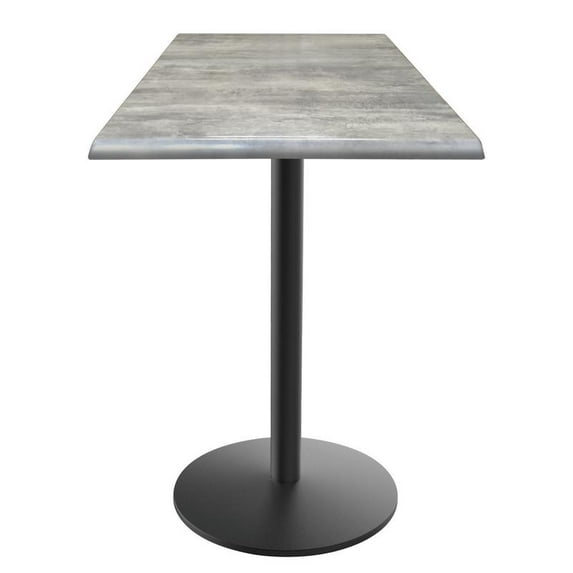 Indoor/Outdoor 42" Tall OD216 Black Table Base with 30" Diameter Indoor/Outdoor Greystone Top by the Holland Bar Stool Co.