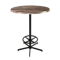 Indoor/Outdoor 42" Tall OD216 Black Table Base with 30" Diameter Indoor/Outdoor Rustic Top by the Holland Bar Stool Co.