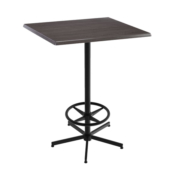 Indoor/Outdoor 42" Tall OD216 Black Table Base with 30" x 30" Square Indoor/Outdoor Charcoal Top by the Holland Bar Stool Co.
