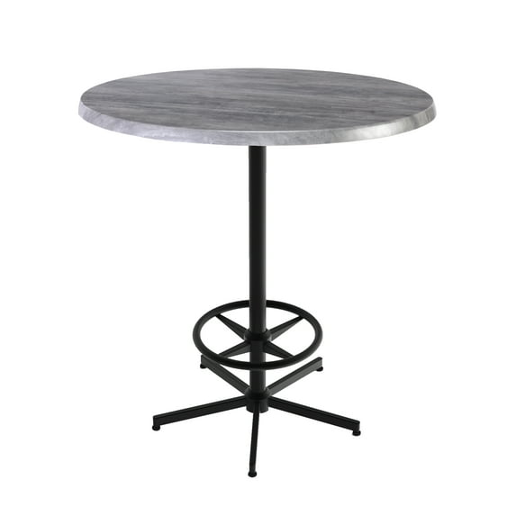 Indoor/Outdoor 42" Tall OD216 Black Table Base with 36" Diameter Indoor/Outdoor Greystone Top by the Holland Bar Stool Co.
