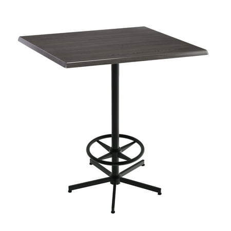Indoor/Outdoor 42" Tall OD216 Black Table Base with 36" x 36" Square Indoor/Outdoor Charcoal Top by the Holland Bar Stool Co.