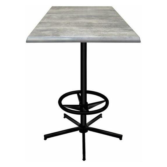 Indoor/Outdoor 42" Tall OD216 Black Table Base with 36" x 36" Square Indoor/Outdoor Greystone Top by the Holland Bar Stool Co.