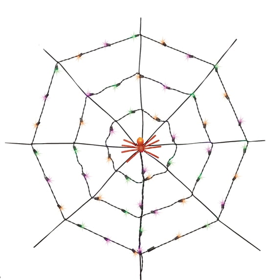 Indoor/Outdoor 50-Count LED Spider Web Lights, Multicolor, 5', Halloween by Way To Celebrate