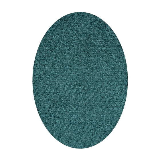 Indoor/Outdoor Area Rug with Rubber Marine Backing for Patio, Porch, Deck, Boat, Basement or Garage with Premium Bound Polyester Edges Teal 4'X6' Oval