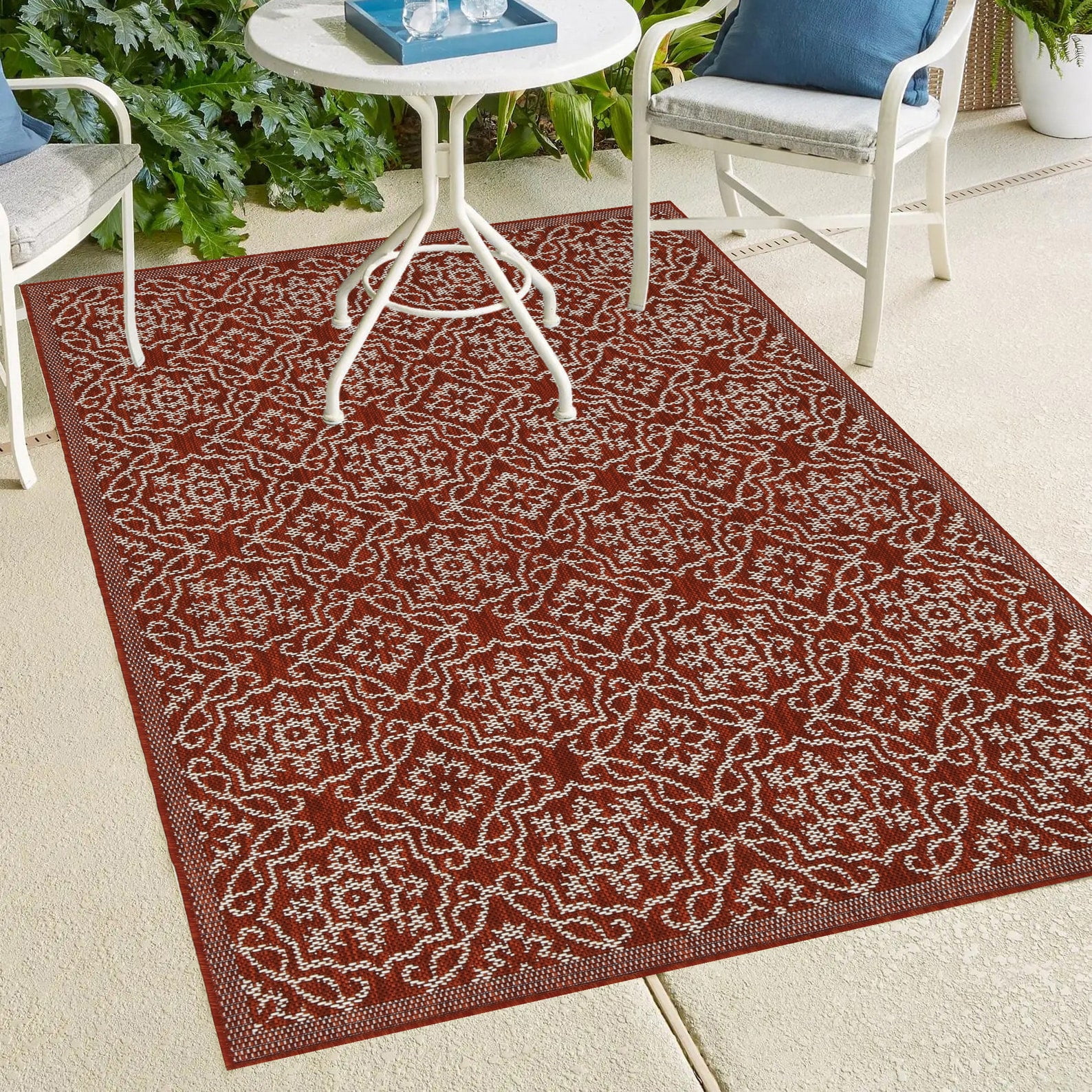 Indoor/Outdoor Area Rug/ Runner/ Doormat- Blue & Natural & Red & Taupe ...