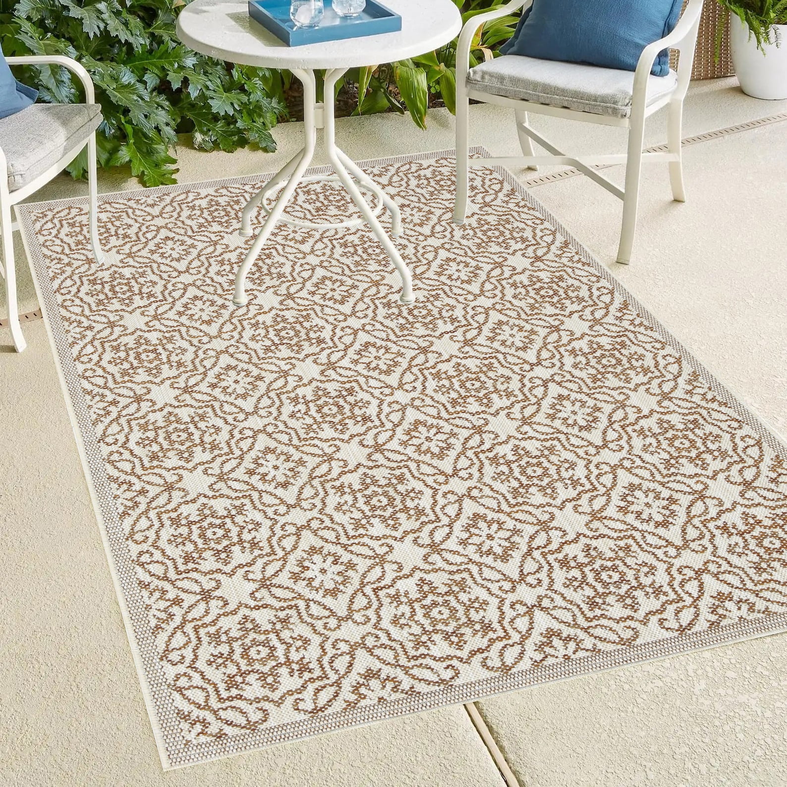 Indoor/Outdoor Area Rug/ Runner/ Doormat- Blue & Natural & Red & Taupe ...