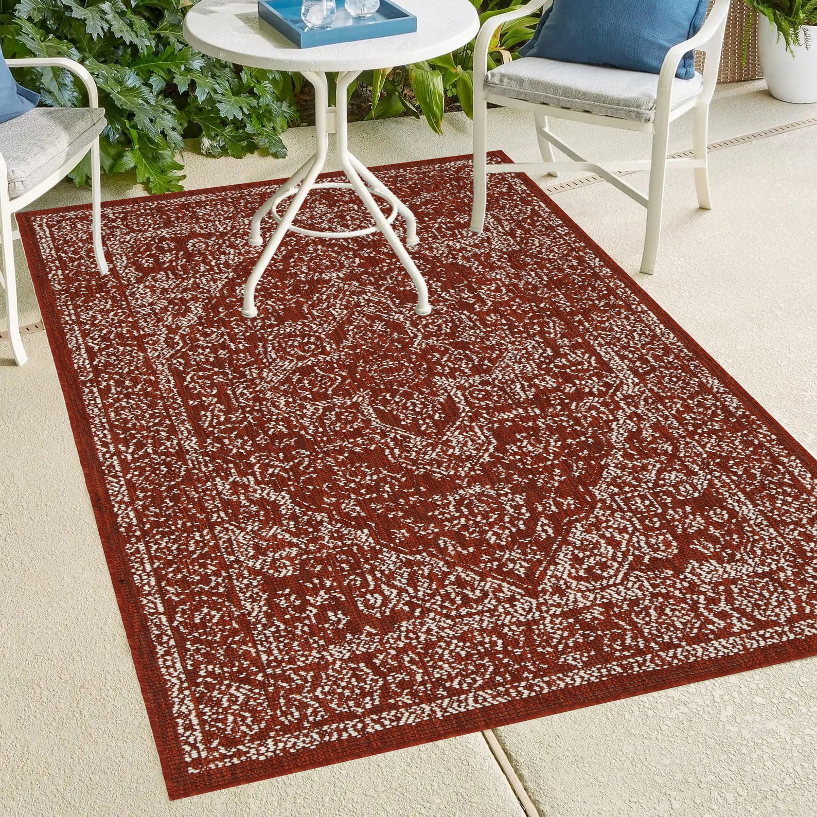 Indoor/Outdoor Area Rug/ Runner/ Doormat- Blue & Natural & Red & Taupe ...