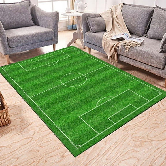 Indoor/Outdoor Area Soft Rug, Football Field Grass Design, Floor Rugs, Table Chair Mats, Home Living Room Coffee Table, Non-Slip Carpet, Decorative Gift