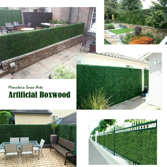 Indoor/Outdoor Artificial Hedge Artificial Plant Great Boxwood Ivy Substitute Sound Diffuser Privacy Fence Hedge Topiary Gardenia Greenery Panels 20x20" 24pc