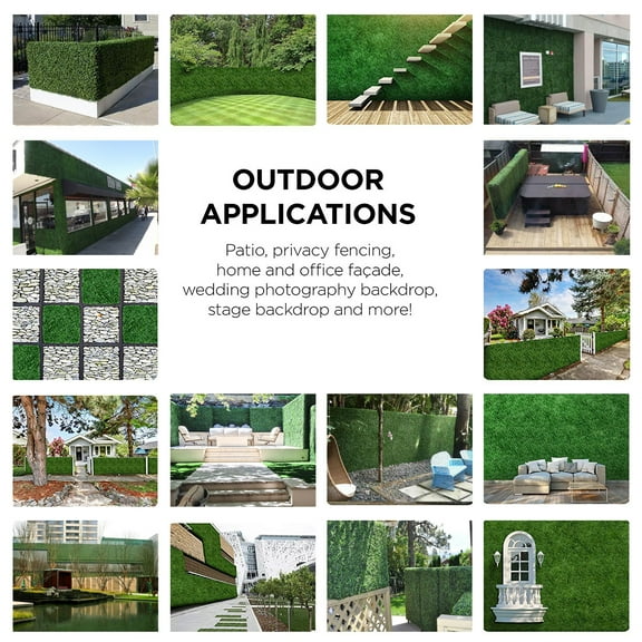 Indoor/Outdoor Artificial Hedge Artificial Plant Great Boxwood Ivy Substitute Sound Diffuser Privacy Fence Hedge Topiary Gardenia Greenery Panels 20x20"Dark Green 36pc