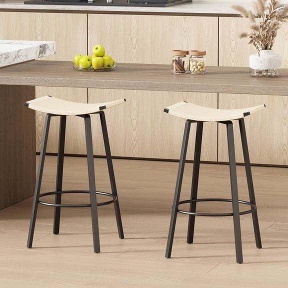 Indoor & Outdoor Bar Stools | Straightforward Design for Any Decor | Handwoven PVC and Rust-Resistant Metal | Supports Your Feet and Body