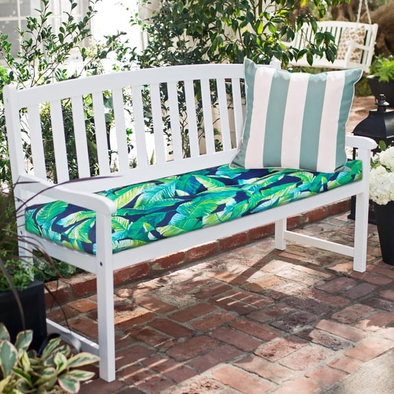 Indoor Outdoor Bench Cushion 42"x18", Non-Slip Tufted Long Seat Pads,  Loveseat Cushion for Window, Garden, Swing, Settee - Green  Leaves