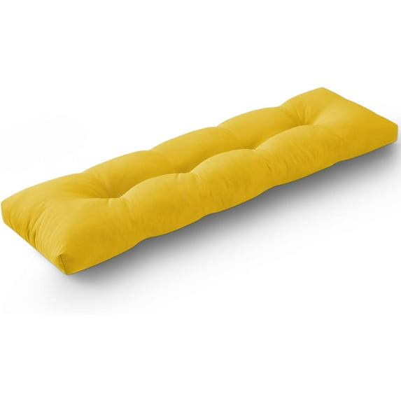Indoor/Outdoor Bench Cushion, Waterproof Patio Bench Seat Cushion with Non-Slip Bottom, Tufted Bench Cushions for Indoor/Outdoor Furniture, 54x16x4 inch, Yellow
