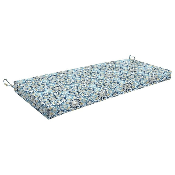 Beryl Pacific Blue Bench Cushion, 44" x 18.5", Recycled Fiberfill, Weather Resistant
