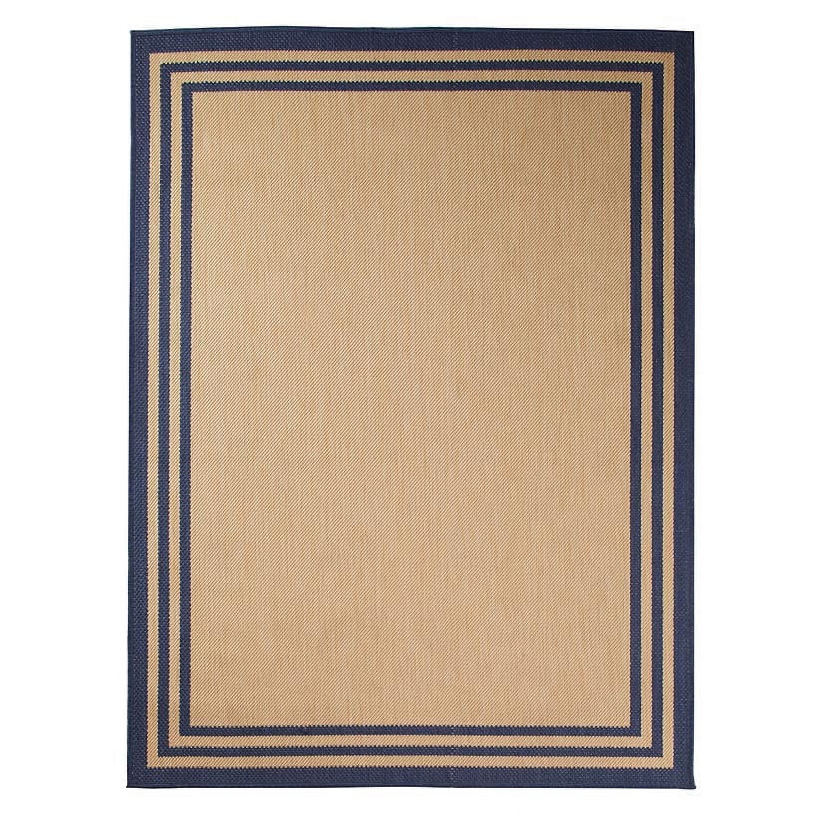 Indoor/Outdoor Boarder Rug Decorative Mat, Coastal Aesthetic 5x7