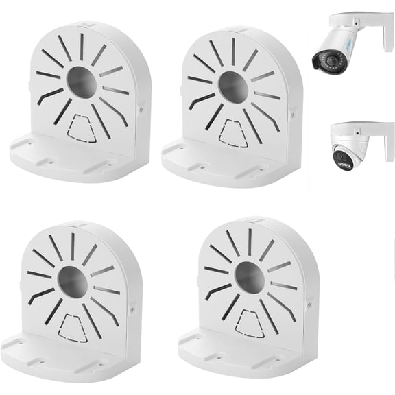 Indoor Outdoor Camera Bracket ABS Plastic Wall Mount L-Shaped Bracket for Security Dome IP Camera Mounting, Junction Box Cable Management (4.5in-SL-4PACK)