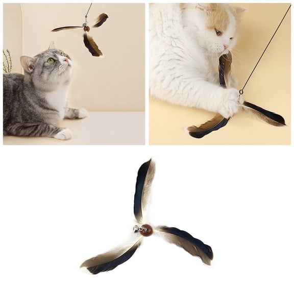 Pet Toys Interactive Cat Wand Propeller Toy for Indoor Outdoor Play with Feather Turbine Replacement