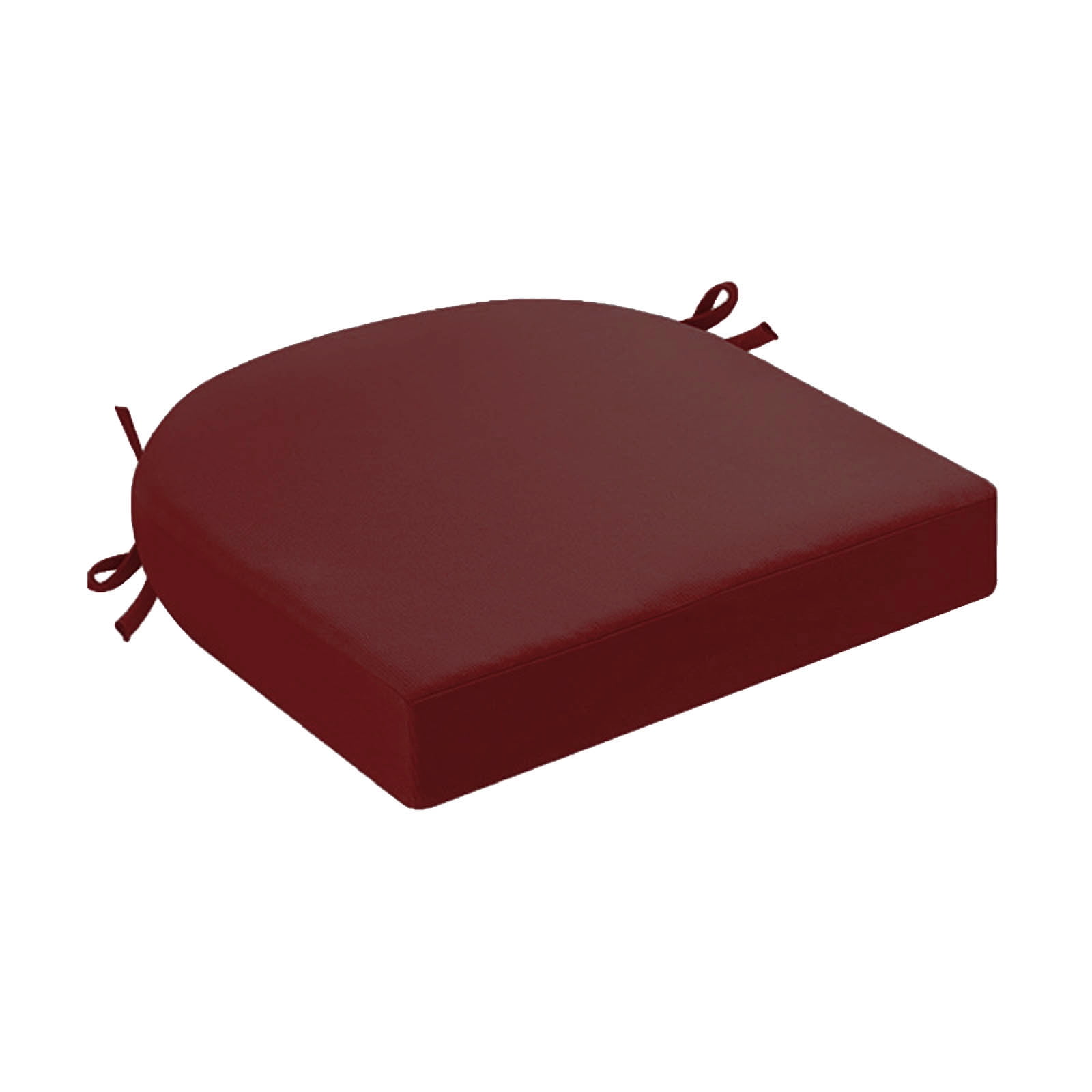Indoor Outdoor Chair Cushion - 16.9 x 15.7 Inch Thick Seat Pad with Adjustable Ties for Dining Chairs, Patio Furniture, and Garden Chairs - Foam Comfort Seat Cushion for Home and Garden (Burgundy)