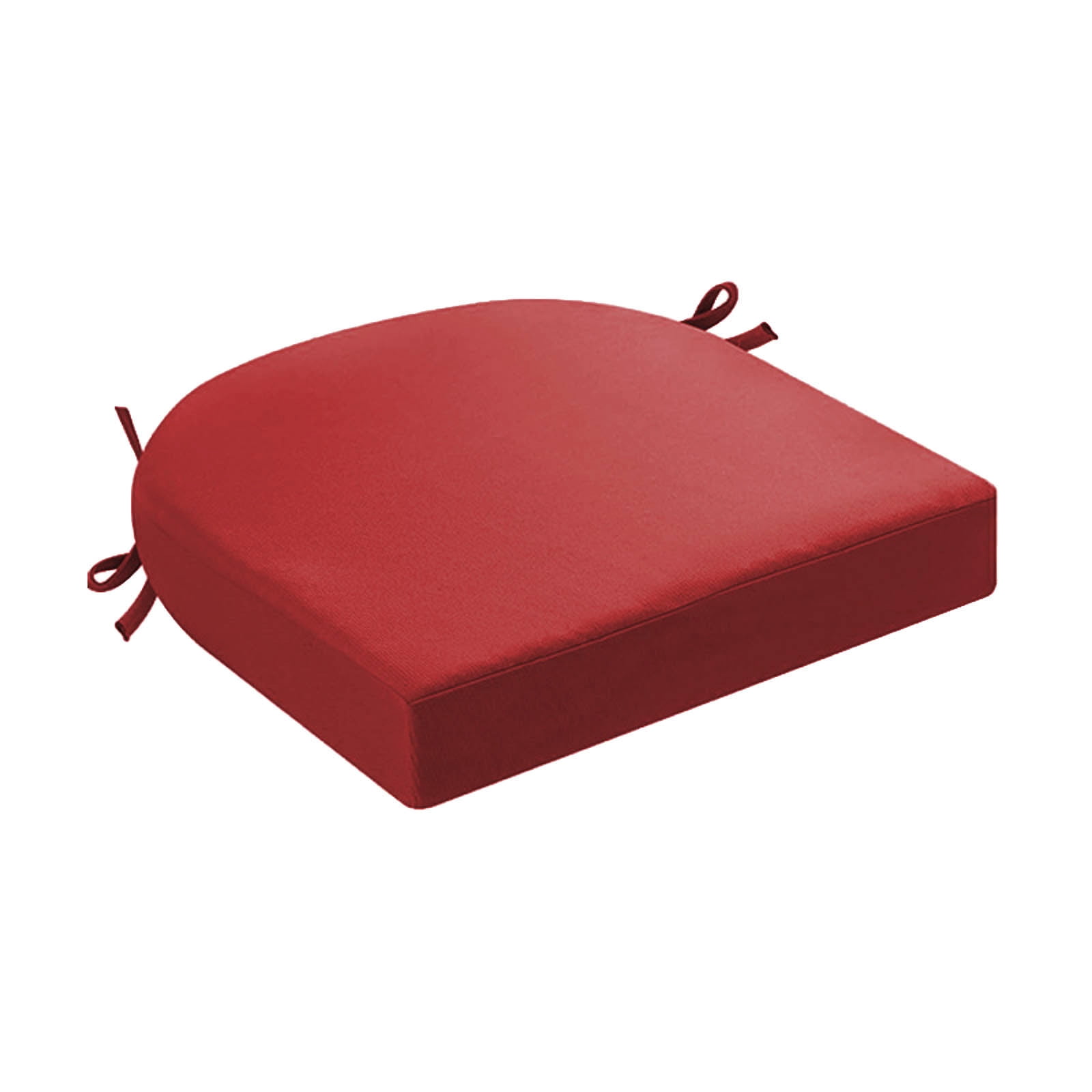 Indoor Outdoor Chair Cushion - 16.9 x 15.7 Inch Thick Seat Pad with Adjustable Ties for Dining Chairs, Patio Furniture, and Garden Chairs - Foam Comfort Seat Cushion for Home and Garden (Red)