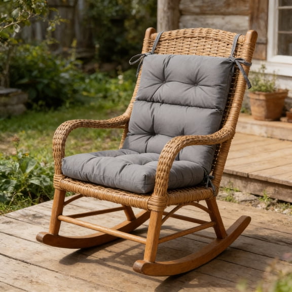 Indoor Outdoor Chair Cushion with Integrated Backrest, Waterproof Seat Pad for Rattan Chair, Garden Swing, Balcony & Patio Furniture, Comfortable All-Season Home Decor