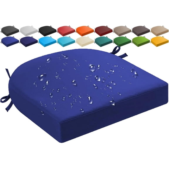 Indoor/Outdoor Chair Seat Cushions Waterproof 19x19/20x20/12x12/15x15/17x17 Patio Chair Pads - Foam Patio Furniture Cushions with Ties for Garden Yard Lawn(H10,15 * 15 * 2in)
