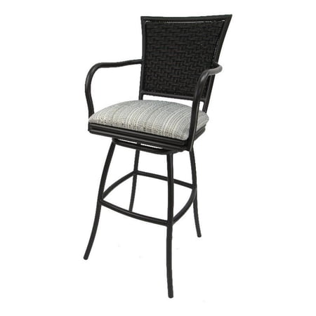 Indoor/Outdoor Counter 26" Kitchen Bar Stool - Brown Frame - Natural Fun Fabric