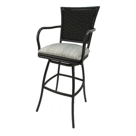 Indoor/Outdoor Counter 26" Kitchen Bar Stool - Brown Frame - Natural Fun Fabric