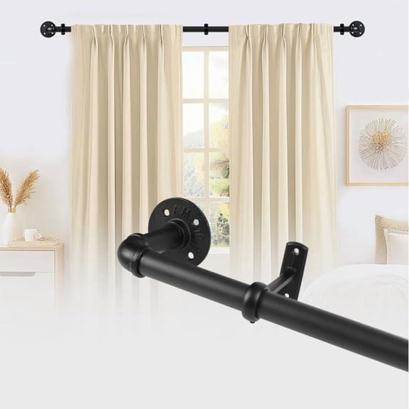 Indoor/Outdoor Curtain Rod,Adjustable Curtain Rod for Windows,Outdoor Curtain Rod for Patio,Textured Pipe Industrial Curtain Rod(Size:48-84in)