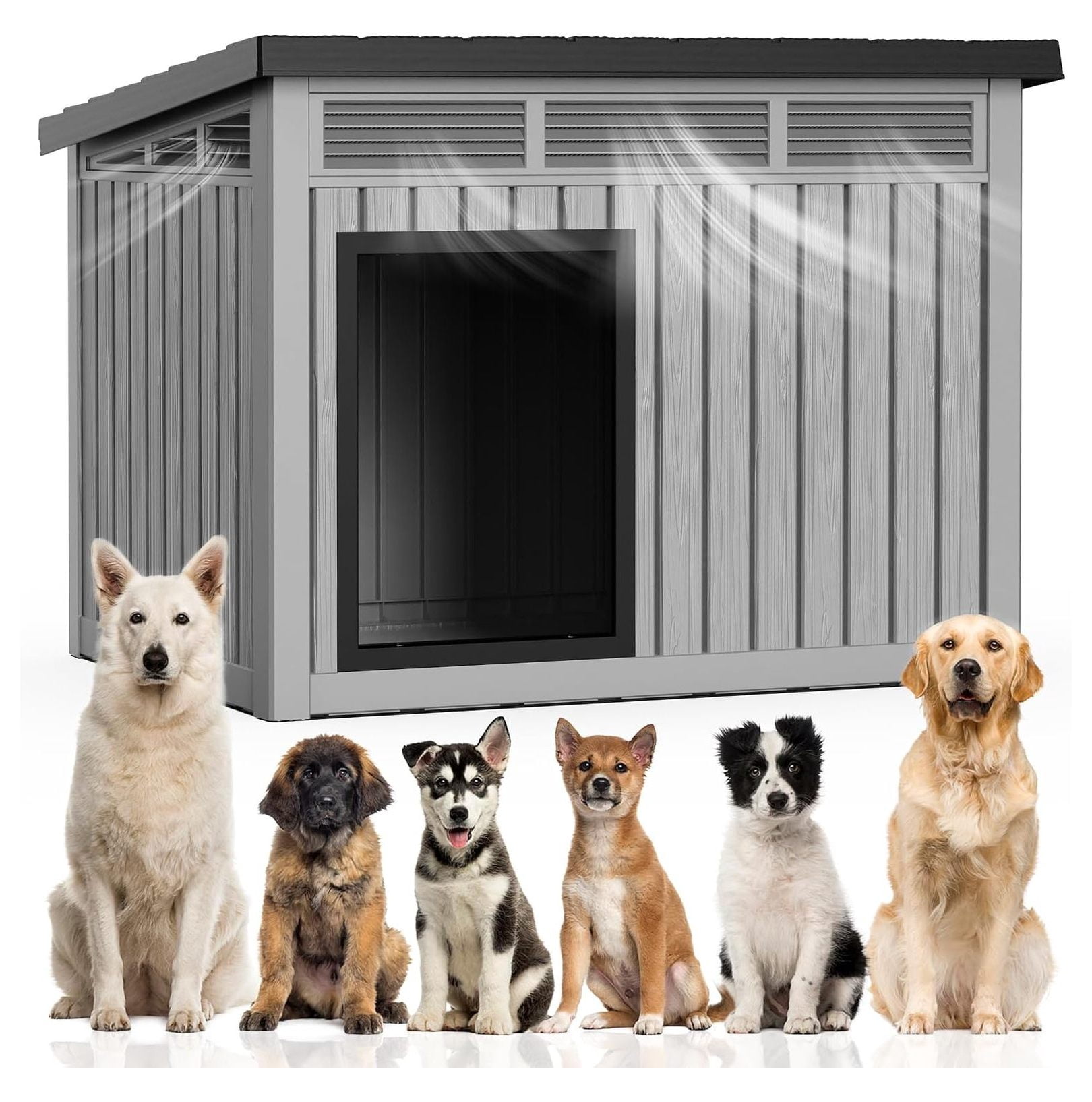 Indoor Outdoor Dog House for Small to Large Dogs Waterproof Plastic ...