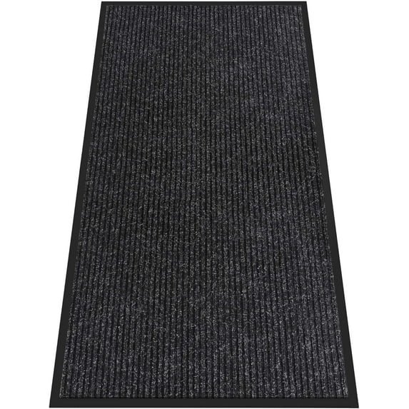 Indoor Outdoor Door Mat, 4' x 2' Doormat for Entryway, Rubber Backing Non Slip Front Door Mat Outside Entrance, Super Absorbent Commercial Floor Mat for Home Office, Black