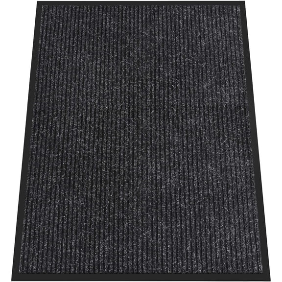 Indoor Outdoor Door Mat, 4' x 3' Doormat for Entryway, Rubber Backing Non Slip Front Door Mat Outside Entrance, Super Absorbent Commercial Floor Mat for Home Office, Black
