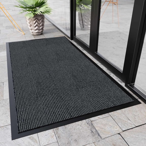 Indoor Outdoor Door Mat 4 x 3 Rubber Back Non-Slip Mat, Smart Savings Option, Durable Floor Protection for Entryways