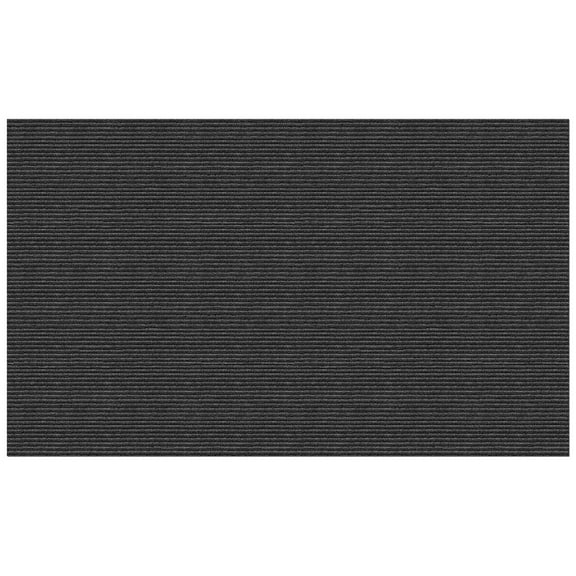 Indoor/Outdoor Double-Ribbed Carpet with Skid-Resistant Rubber Backing - Smokey Black 6' x 10'