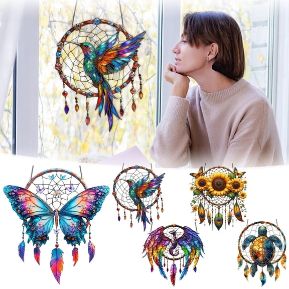 Indoor/Outdoor Dreamcatcher Light Catcher - Acrylic Waterproof & Scratch-Proof Design, Decorative Hanging for Garden, Bedroom, Living Room, Patio, Balcony, for Daily & Festive, Thickness 0.3cm, A