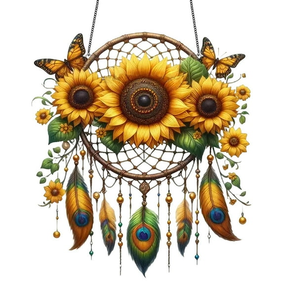 Indoor/Outdoor Dreamcatcher Series Light Catchers - Acrylic Material Ensures Waterproof & Scratch-Proof Use, for Hanging on Porches, Windows Or Gardens, Home Aesthetic, Lightweight, C, 1pcs