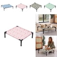 thumbnail image 1 of Indoor Outdoor Elevated Pet Bed, Lightweight Raised Frame Pet Cot Bed for Small Sized Dogs and Cats ,N14 Pink, 1 of 9