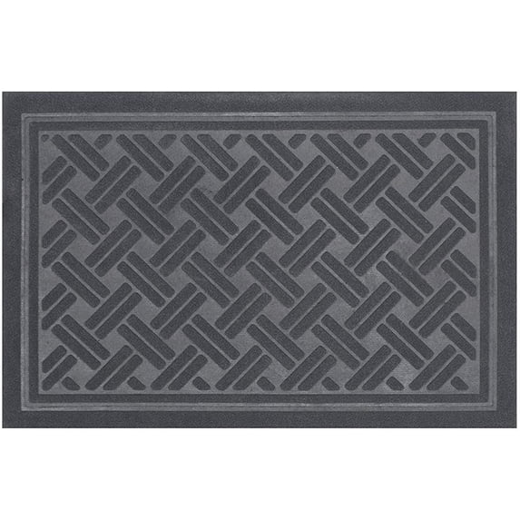 Indoor Outdoor Entrance Rug Floor Mats Shoe Scraper Doormat Non Slip Rubber Backing Heavy Duty Door Mat Waterproof Low-Profile Mats for Entry Garage High Traffic Areas (24x16 inch, Gray)