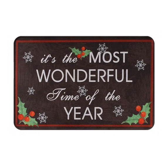 Indoor Outdoor Entry Way Doormat for Patio, Front Door, All Weather Exterior Doors Christmas Holiday Doormat Wonderful Time