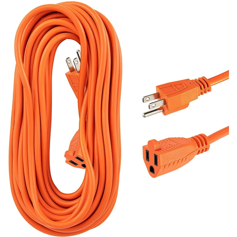 Indoor Outdoor Extension Cord 50 Feet, Orange, 1 Outlet, 3 Prong
