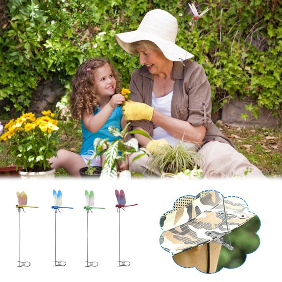 Indoor & Outdoor Fake Dragonfly Clip, 3D Artificial Dragonfly Hat Clip, Multicolor Waterproof Garden Decor, Dragonfly Clip Bug Repellent, Easy Attachment Clip on Dragonfly for Hat(Mixed-4pcs)