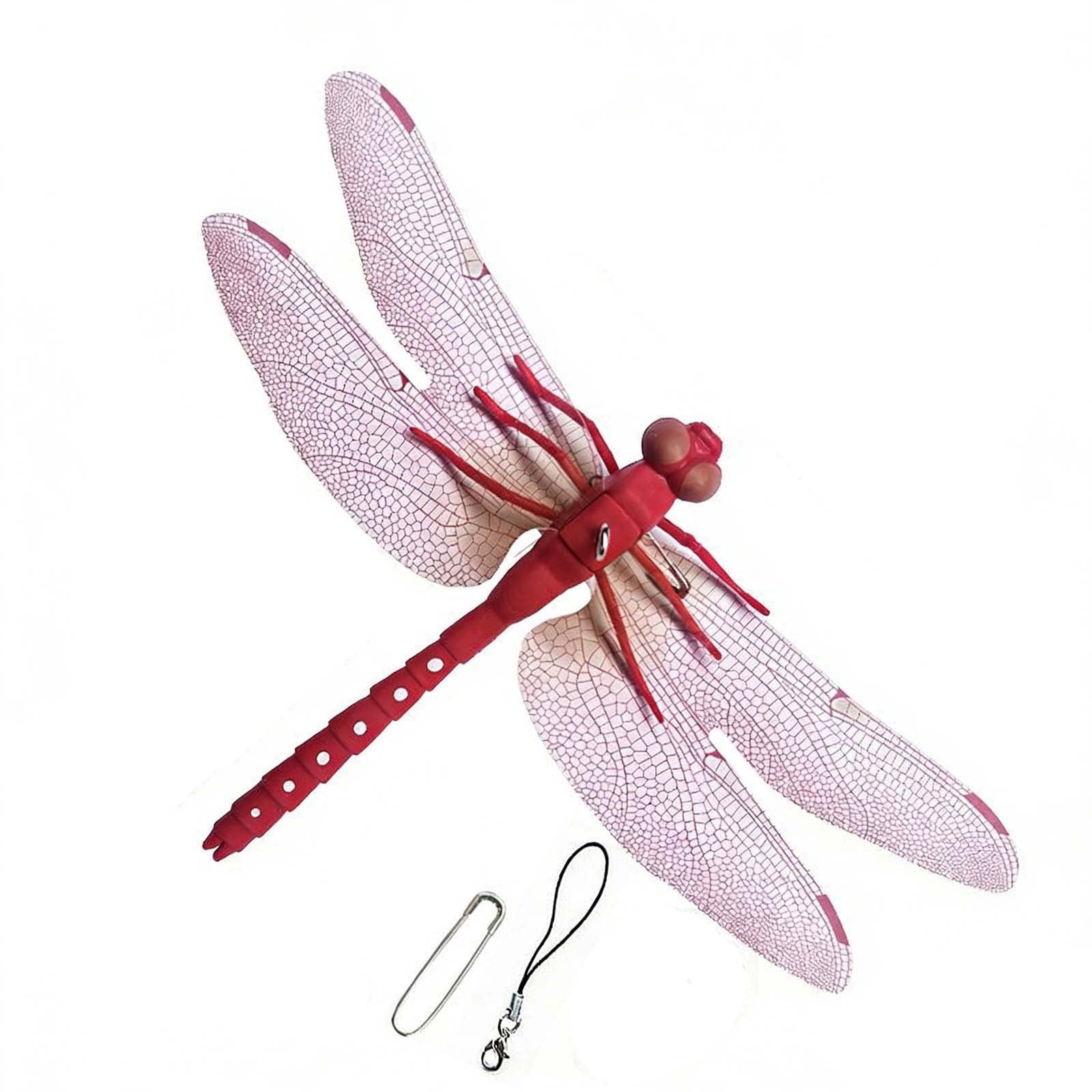 Indoor & Outdoor Fake Dragonfly Clip,Dragonfly Clip Bug Repellent, 3D Dragon Fly Garden Stakes & Hat Simulation Decor, Garden Bird and Fly Scare Devices