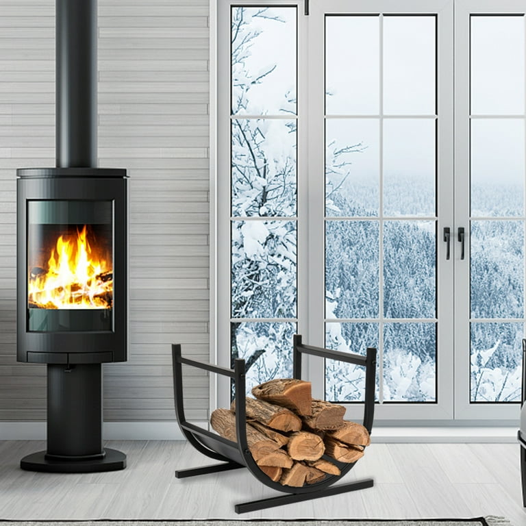 Indoor/Outdoor Firewood Rack Stand, Metal Wood Racks for Firewood, U-shaped Fireplace Logs Rack, Outdoor/Indoor Firewood Kindling Holder, Burning Wood Storage Carrier, Black, A1904 Indoor/Outdoor Firewood Rack Stand, Metal Wood Racks for Firewood, U-shaped Fireplace Logs Rack, Outdoor/Indoor Firewood Kindling Holder, Burning Wood Storage Carrier, Black, A1904