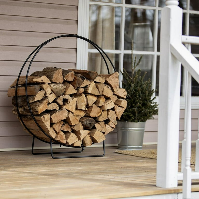 Round fire log holder outlet