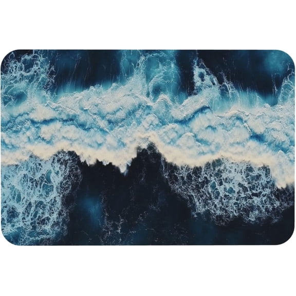 Indoor Outdoor Floor Mat Aerial Beach View Scenic Photography Dirt Resistant Washable Doormat 16x24 Inch for Living Room Studio Bathroom